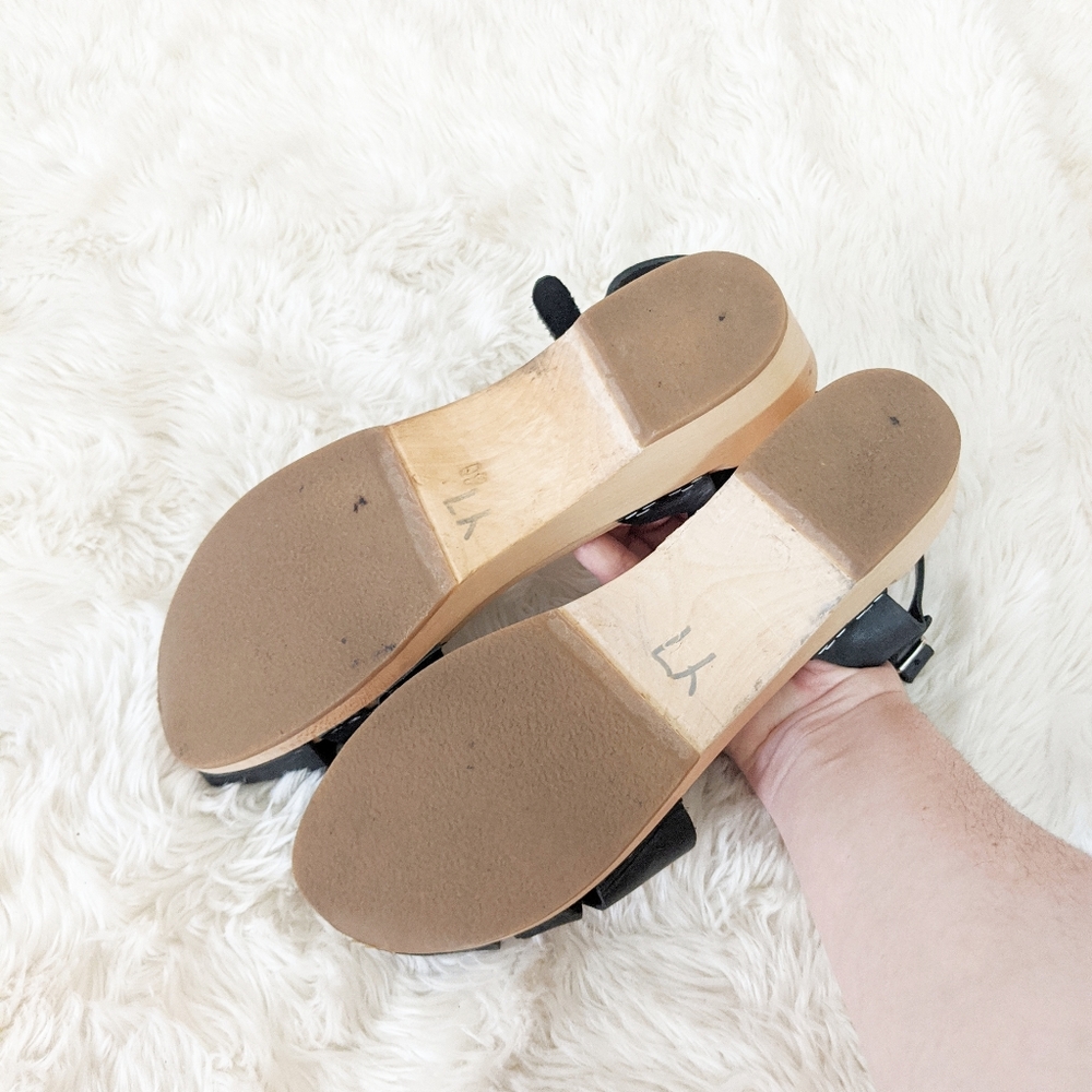 Swedish Hasbeens Kringlan Wooden Clog Sandals Low - Picture 6 of 8